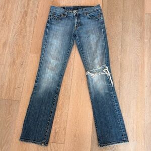 Lucky Brand Sundown Straight Ripped Knee Distressed Jeans 26 2